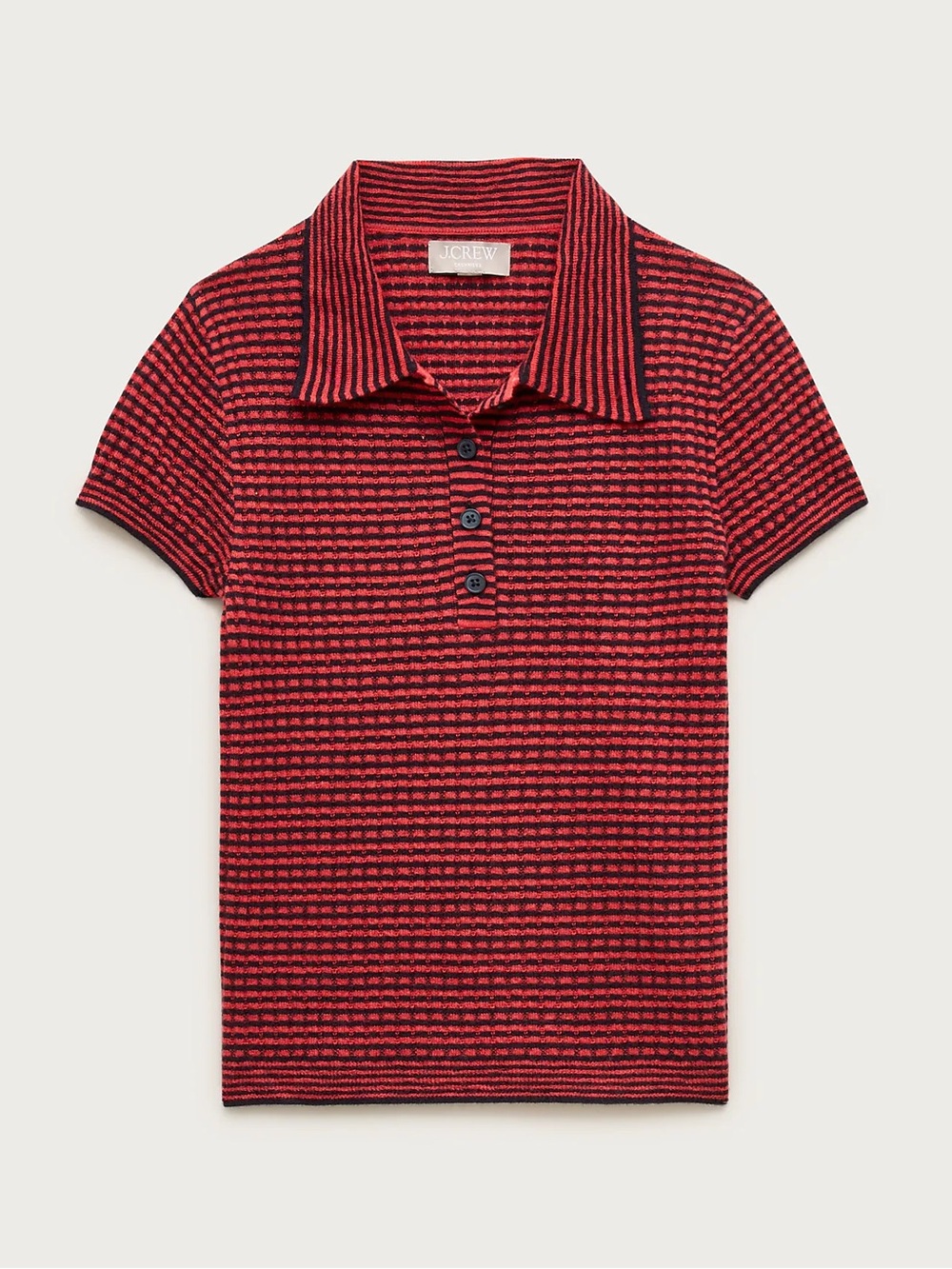 NWT J. CREW 100% Cashmere Featherweight Ribbed Polo in Stripe Small